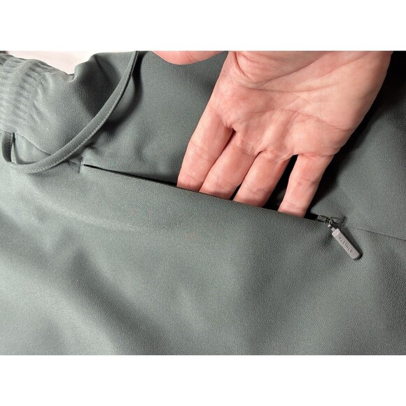 Athleta Endless Prima Twill Blazer Jacket Dark Sage Green 18 Wrap Front Tie - Picture 8 of 12